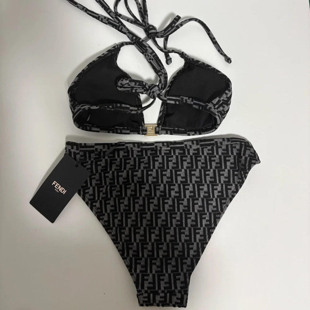 FENDI FF Monogram Metal Logo Two Piece Bikini Swimsuit - Picture 3 of 6